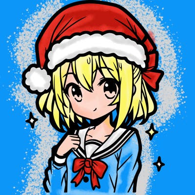anime girl wearing a santa hat