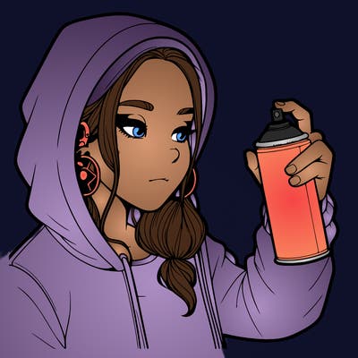 a realistic girl, spray painting