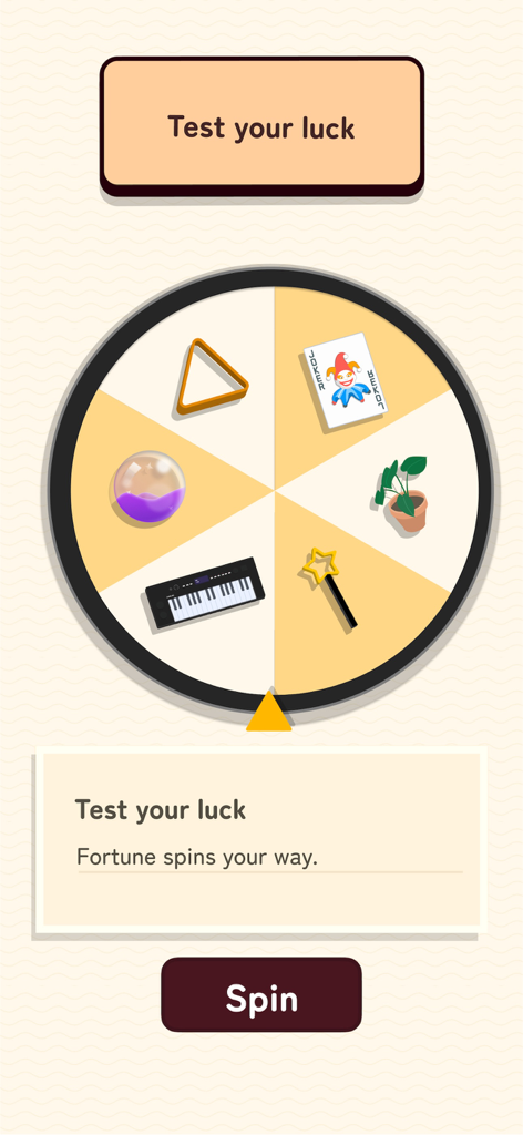 Wordlike - Word Roguelike - A fortune wheel game screen in Wordlike featuring various items and a spin button
