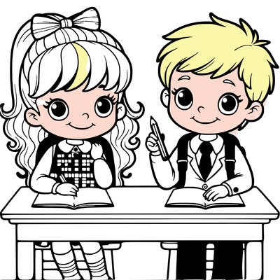 girl and boy in school