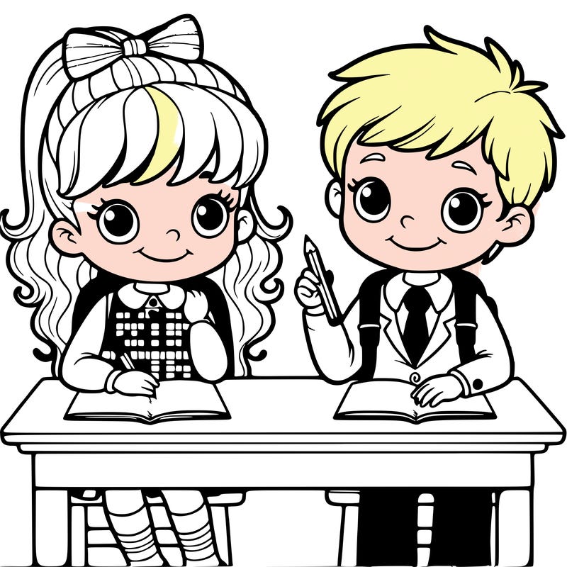 girl and boy in school