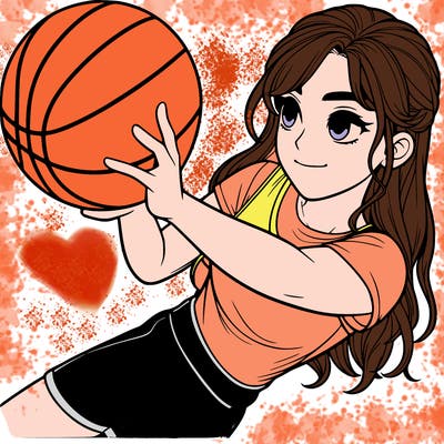 realistic girl playing basketball