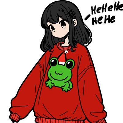 girl wearing frogging sweatshirt