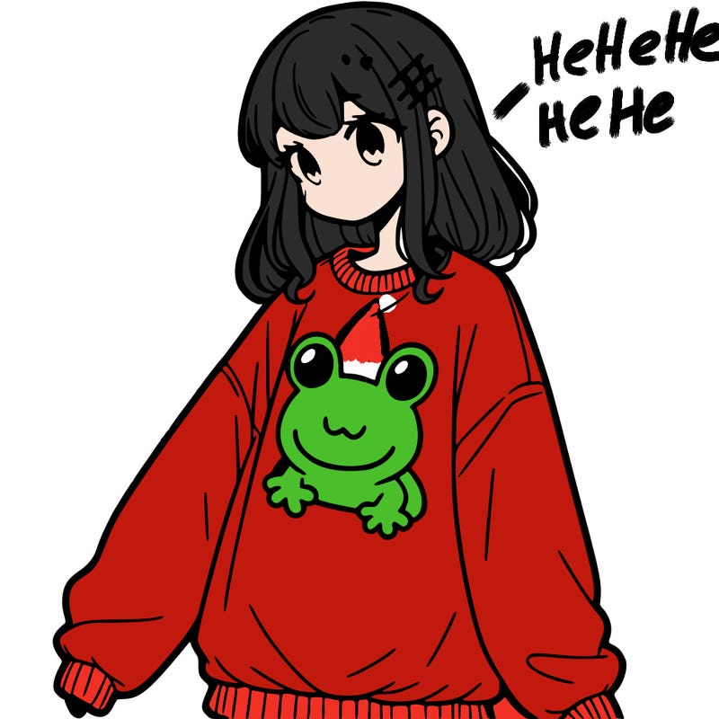 girl wearing frogging sweatshirt