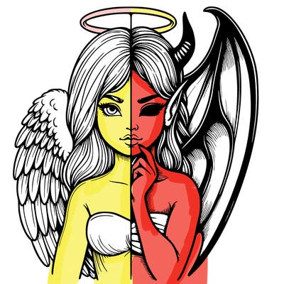 realistic angel half demon