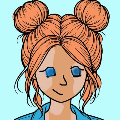 realistic girl with buns on the top of her hair