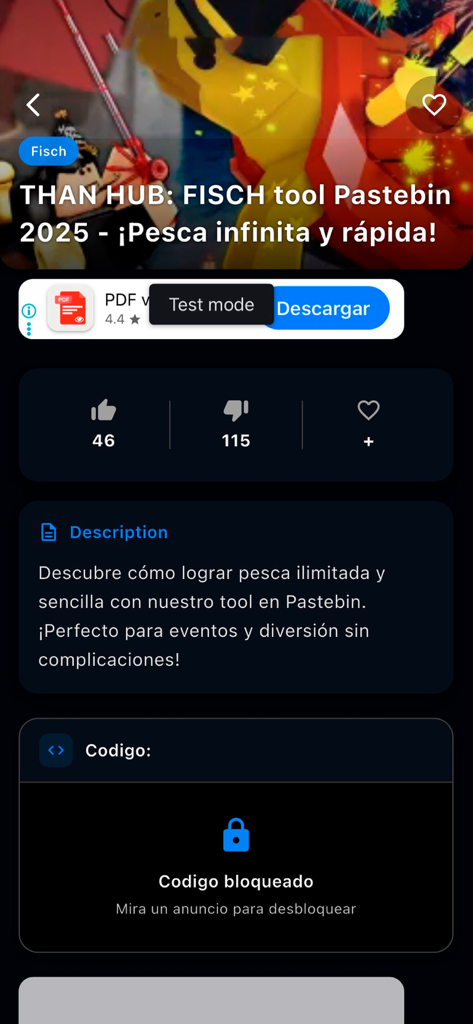 Bublox - Interfaz de la aplicación Bublox que muestra un script de herramienta de pesca bloqueado para un juego de Roblox.