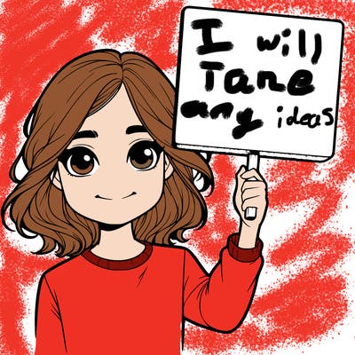 realistic girl holding up a sign