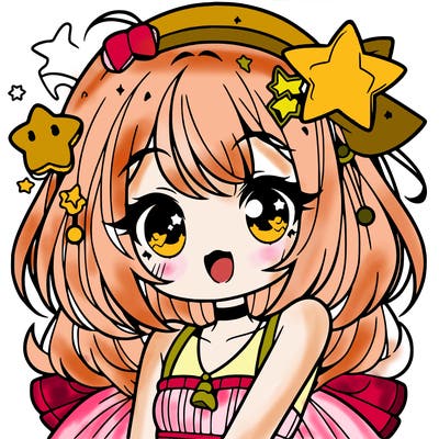 cute anime girl with star accessories