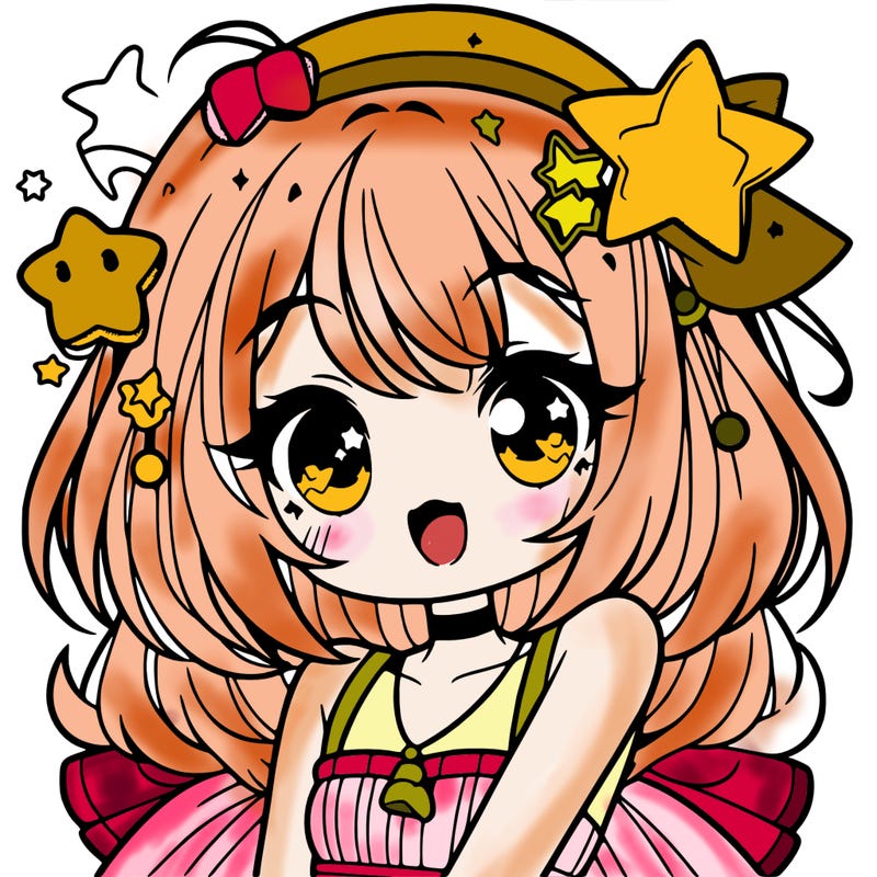 cute anime girl with star accessories