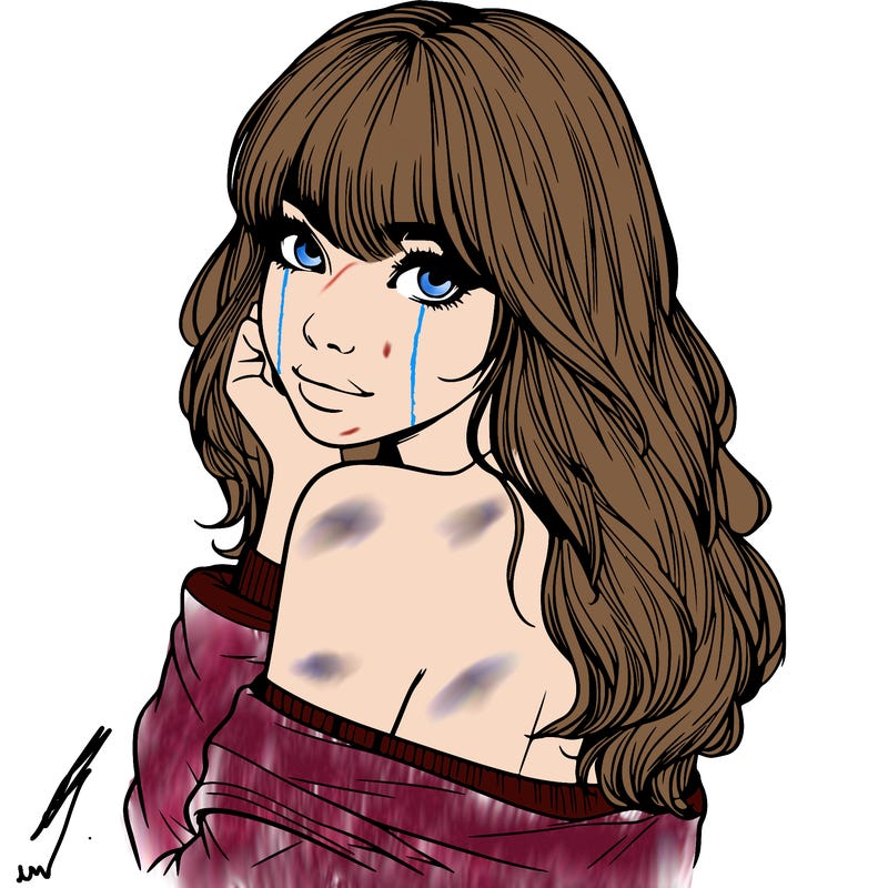 realistic girl with bangs looking over her shoulder