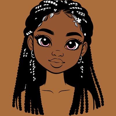 a realistic black girl with braids