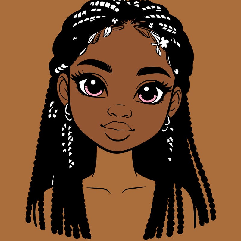 a realistic black girl with braids