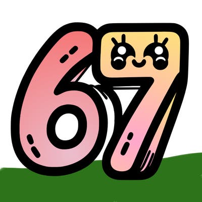 the numbers 67