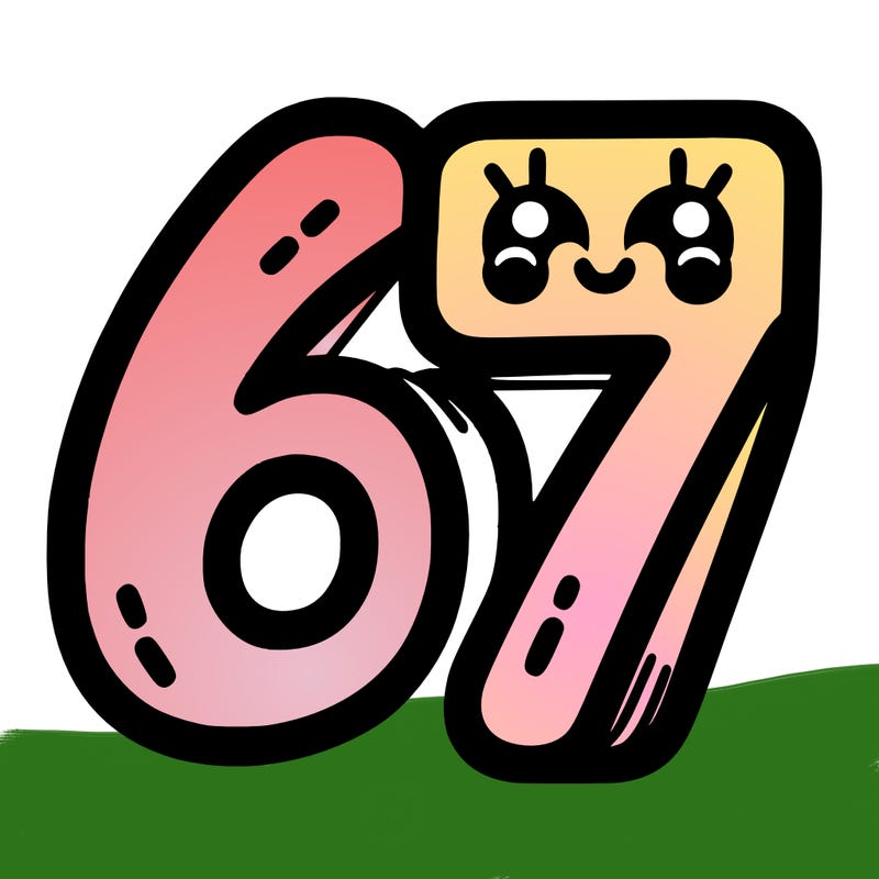 the numbers 67