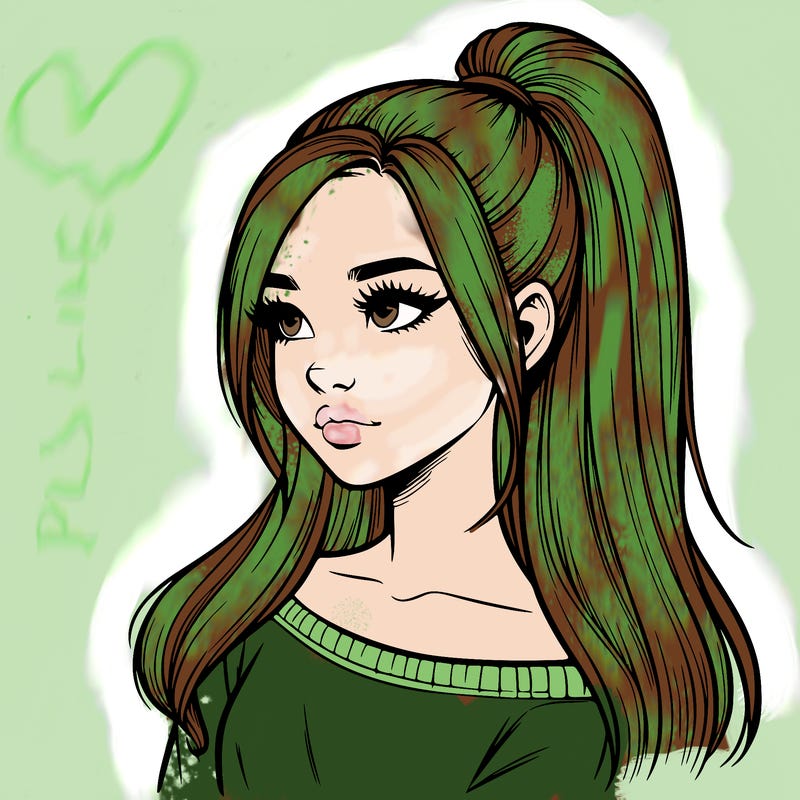 realistic girl with a high ponytail