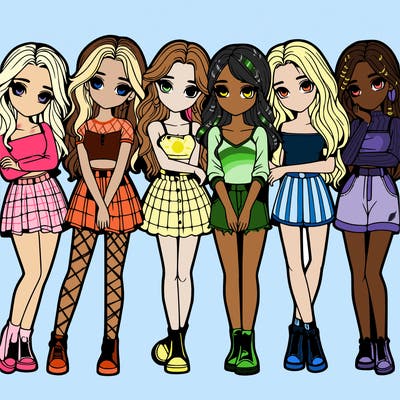 a group of girls realistic