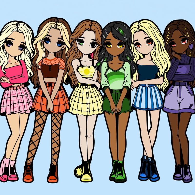 a group of girls realistic