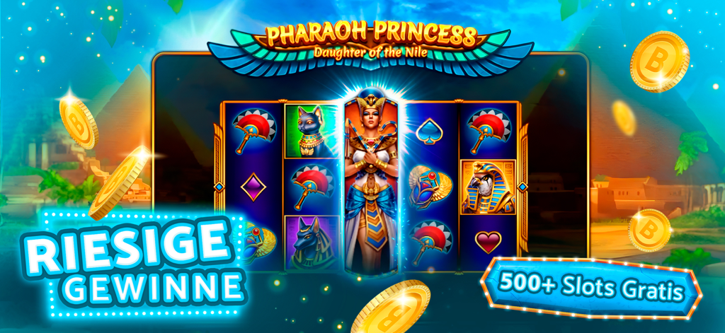 CrazyBuzzer Casino Slot Spiele - CrazyBuzzer Pharaoh Princess slot game screen with Egyptian theme and gold coins