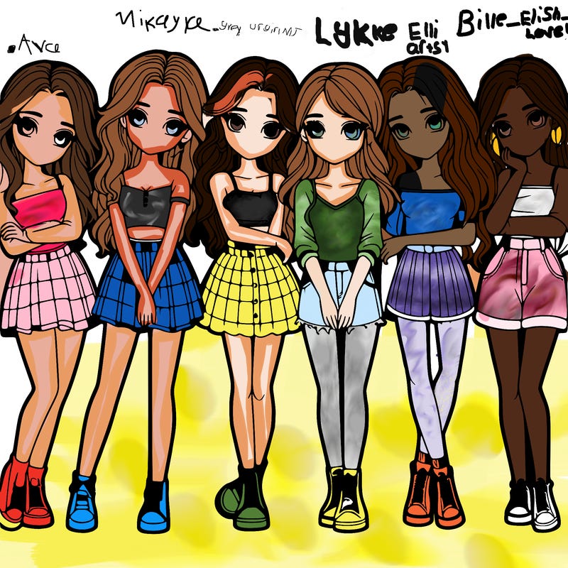 a group of girls realistic