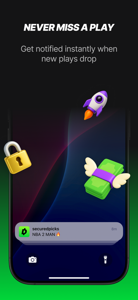 DubClub - DubClub mobile app screenshot showing a real time NBA play push notification on a smartphone screen