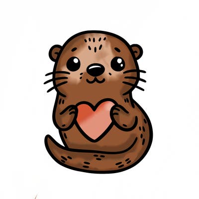 otter with a heart