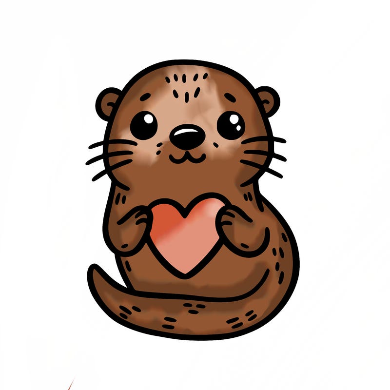 otter with a heart
