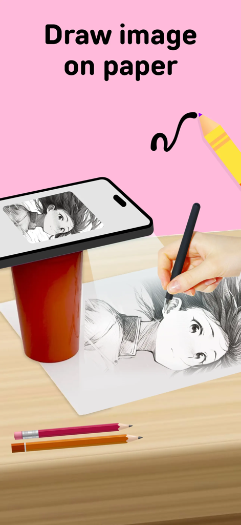 PicTrace: AR Drawing & Sketch - Traçando um personagem de anime em um papel usando a projeção de RA do PicTrace a partir de um smartphone.