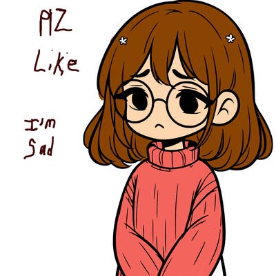 sad girl with glasses in a sweater