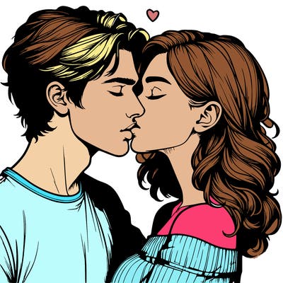 realistic couple kissing