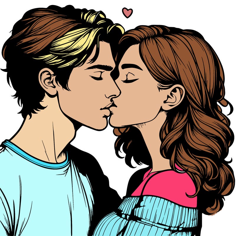 realistic couple kissing