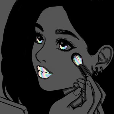 a realistic girl doing her makeup