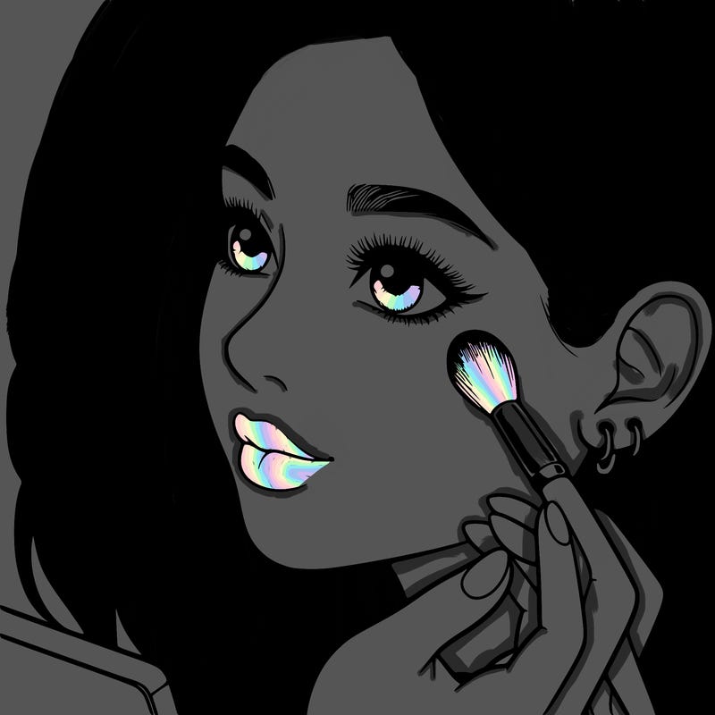 a realistic girl doing her makeup