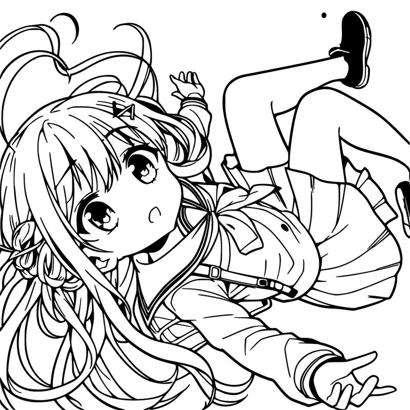 anime girl falling from sky