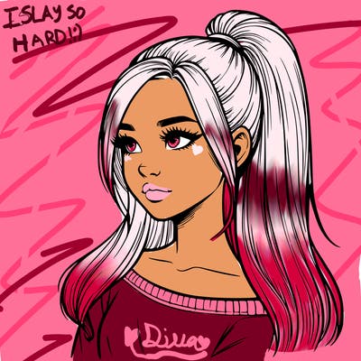 realistic girl with a high ponytail