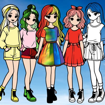 a group of five girls