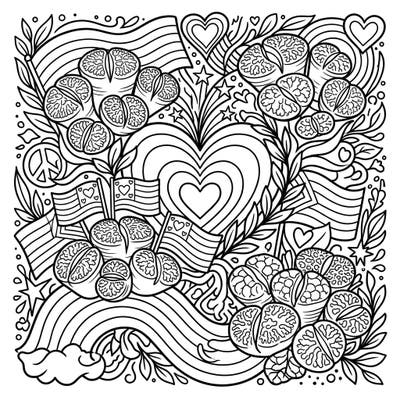 Embrace the spirit of Pride Month with this beautifully intricate coloring page featuring unique Lithops succulents. Combine the joy of 'living stones' with vibrant colors of love and diversity.