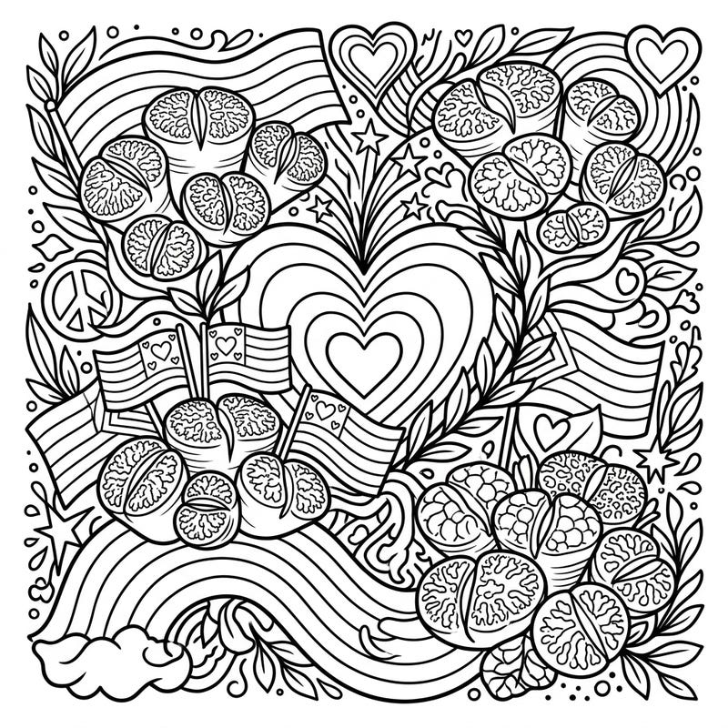 Embrace the spirit of Pride Month with this beautifully intricate coloring page featuring unique Lithops succulents. Combine the joy of 'living stones' with vibrant colors of love and diversity.