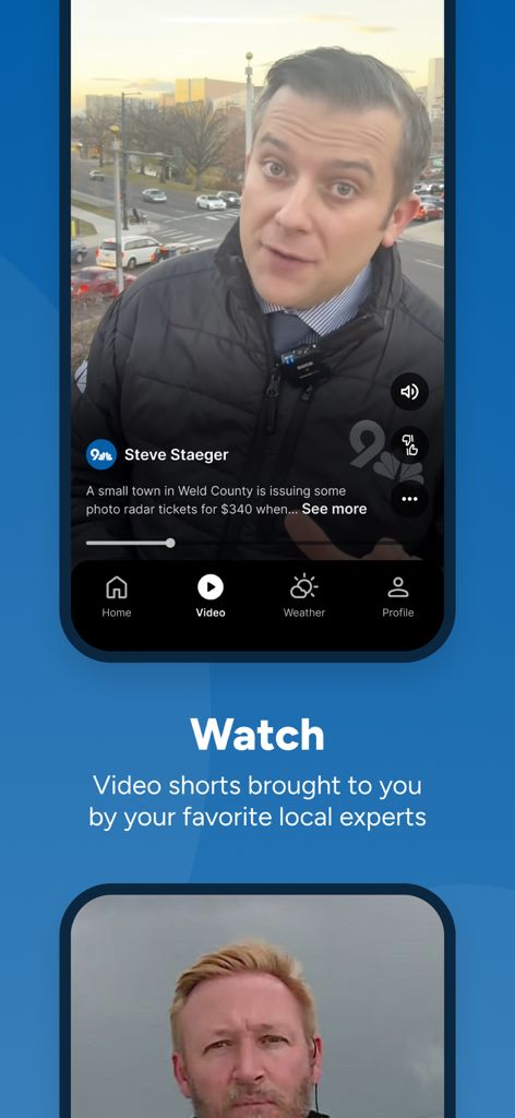 Denver News from 9News app interface featuring local news video shorts with a reporter.