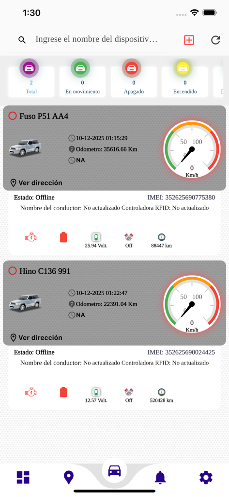 POLARIS GPS - POLARIS GPS Dashboard mit Fahrzeugflottenstatus und Diagnosedaten.