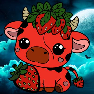 cute strawberry cow