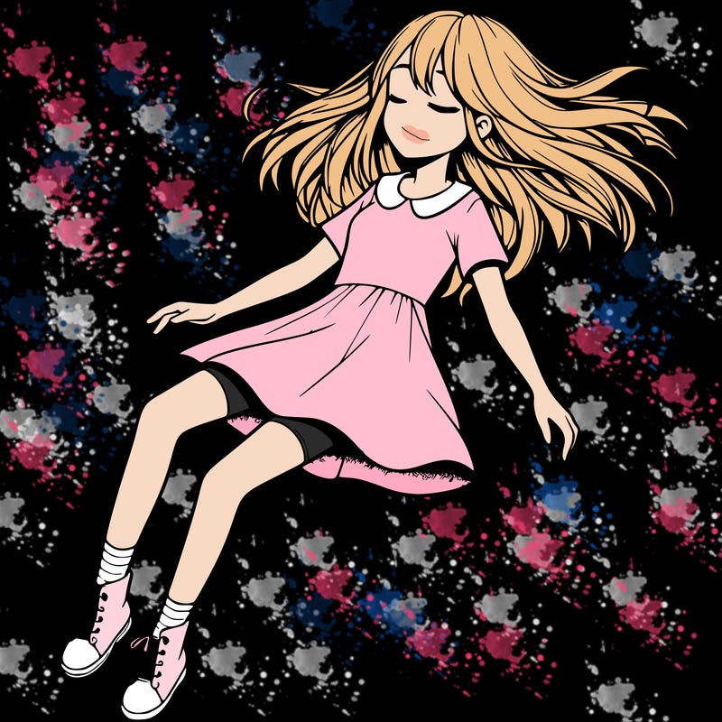 realistic girl floating