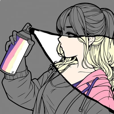 a realistic girl spray, painting