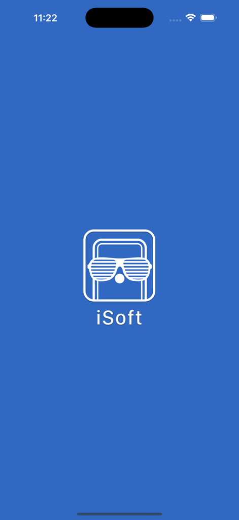 iSoft : the french blog - 파란색 배경에 브랜드 로고와 이름이 있는 iSoft 앱 스플래시 화면.