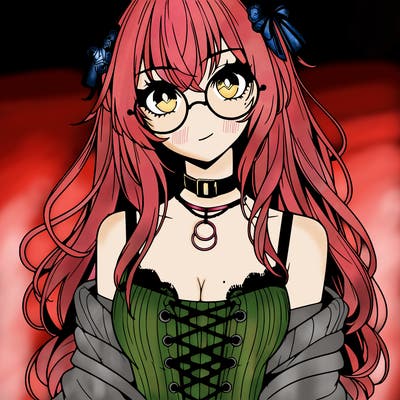 anime girl realistic with hot glasses and cat ears