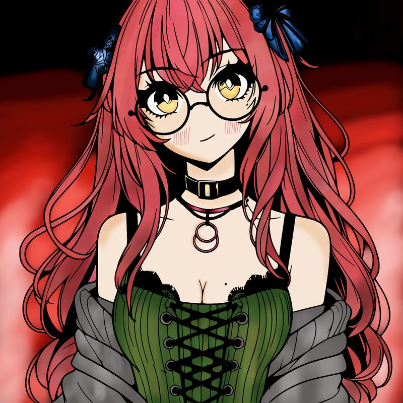 anime girl realistic with hot glasses and cat ears