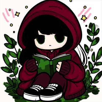 girl in oversized hoodie reading a book