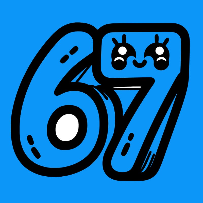 the numbers 67