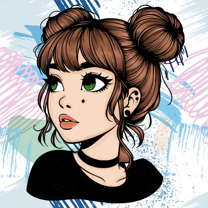 realistic girl with spacebuns