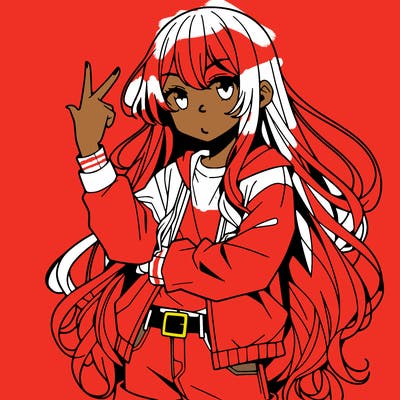 one anime girl with long hair and a cool pose